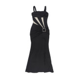 Women Strapless Ruffled Off Shoulder Mermaid Dress