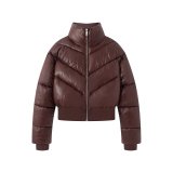 Women Winter Stand Collar Zip Padded Coat