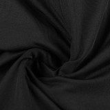 Women Long Sleeve Lace-Up Patchwork Black Bodycon Dress