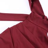 Women Sexy Spaghetti Strap Backless Ruffled Asymmetrical Dress
