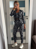 Women Leopard Print Yoga Three-Piece Set