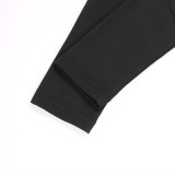 Women Long Sleeve Lace-Up Patchwork Black Bodycon Dress