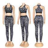 Women Leopard Print Yoga Three-Piece Set