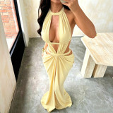 Women Holiday Ribbon Strap Sexy Cutout Dress