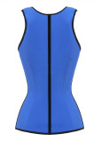 4 Steel Bone Sexy Latex Women Rubber Corset Leather Blue