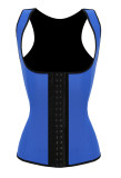 4 Steel Bone Sexy Latex Women Rubber Corset Leather Blue
