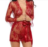 Adult Lace Trim Robe with Thong