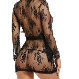 Adult Lace Trim Robe with Thong