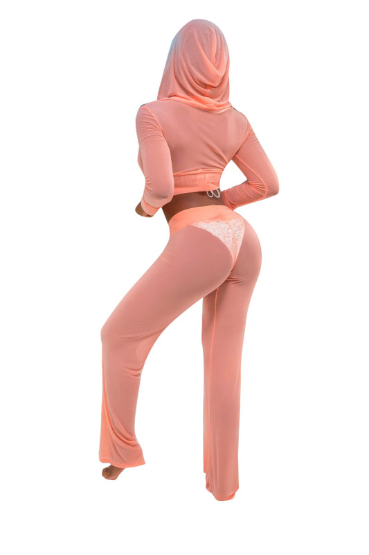 2018 Pink new mesh transparent two piece set dress