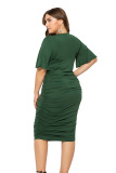 Plus size deep V-neck dress