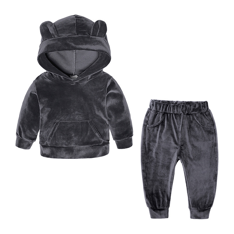 Fashion Lovely Velvet Children Casual Sport Two-piece Suit