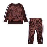 Girls Causal Velet Two Pieces Set