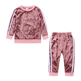 Girls Causal Velet Two Pieces Set