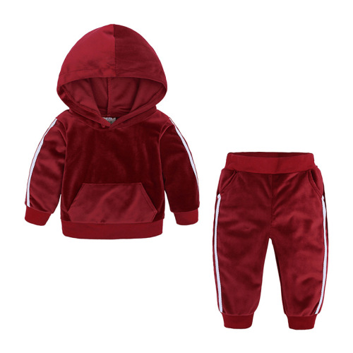 Fashion Lovely Velvet Children  Casual Sport Two-piece Suit
