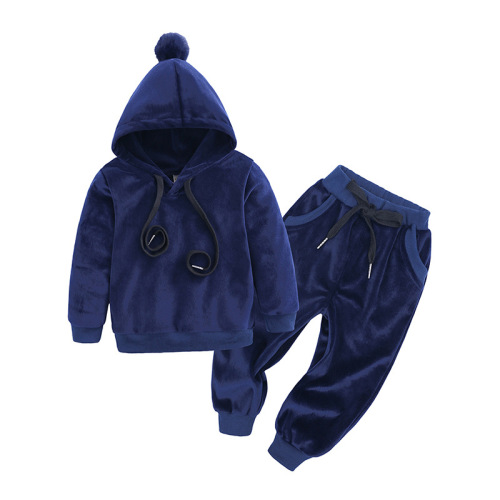 Fashion Lovely Velvet Children Casual Sport Two-piece Suit