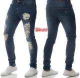 Men's Ripped Skinny Distressed Destroyed Slim Fit Stretch Biker Jeans Pants with Holes