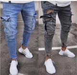  Men's Ripped Jeans Slim Fit Skinny Stretch Jeans Pants