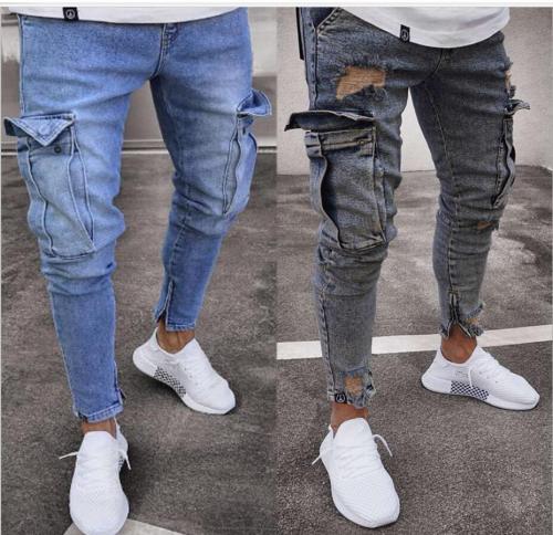  Men's Ripped Jeans Slim Fit Skinny Stretch Jeans Pants