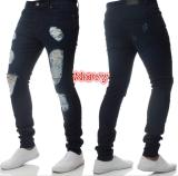 Men's Ripped Skinny Distressed Destroyed Slim Fit Stretch Biker Jeans Pants with Holes