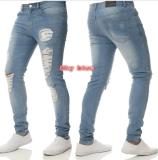 Men's Ripped Skinny Distressed Destroyed Slim Fit Stretch Biker Jeans Pants with Holes