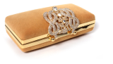 Simple Handbag Rhinestone Golden Velvet Crown Suede Ladies Bridal Bag
