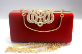 Simple Handbag Rhinestone Golden Velvet Crown Suede Ladies Bridal Bag