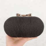 Goose Egg Dinner Bag Bowknot Leather Chain Folding Box Women Handbag