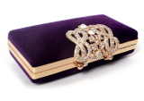 Simple Handbag Rhinestone Golden Velvet Crown Suede Ladies Bridal Bag