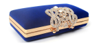 Simple Handbag Rhinestone Golden Velvet Crown Suede Ladies Bridal Bag