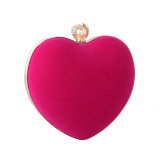 Fashionable Ultra-soft Velvet Heart-shaped Diamond Pearl Lady Hard Box Chain Bag
