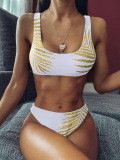 Hot Style Women's Split Swimsuit Gold Leaf Print Sexy Bikini S-L