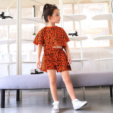Leopard Printed Girl Two Piece Dress
