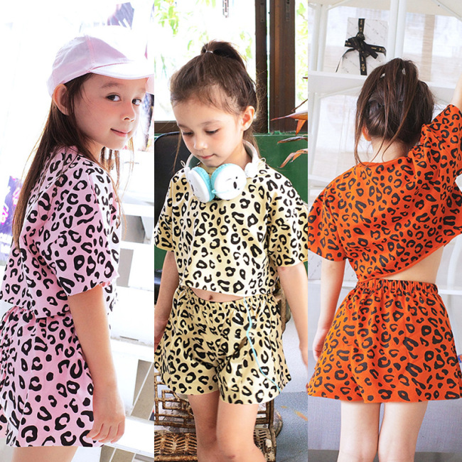 Leopard Printed Girl Two Piece Dress