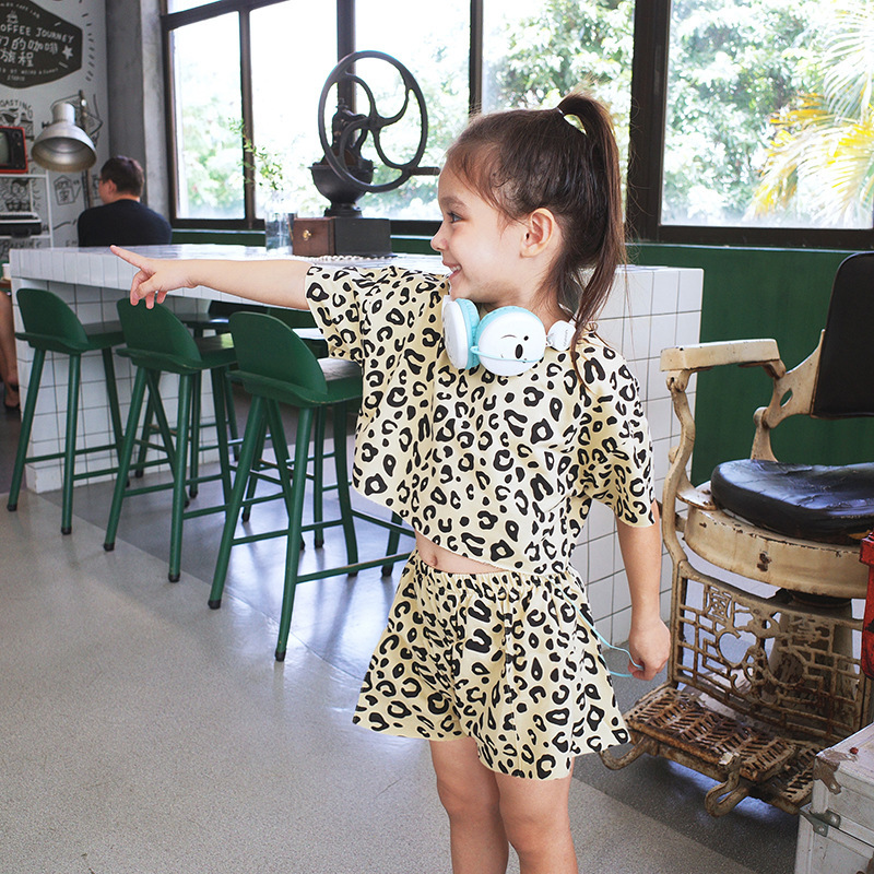 Leopard Printed Girl Two Piece Dress