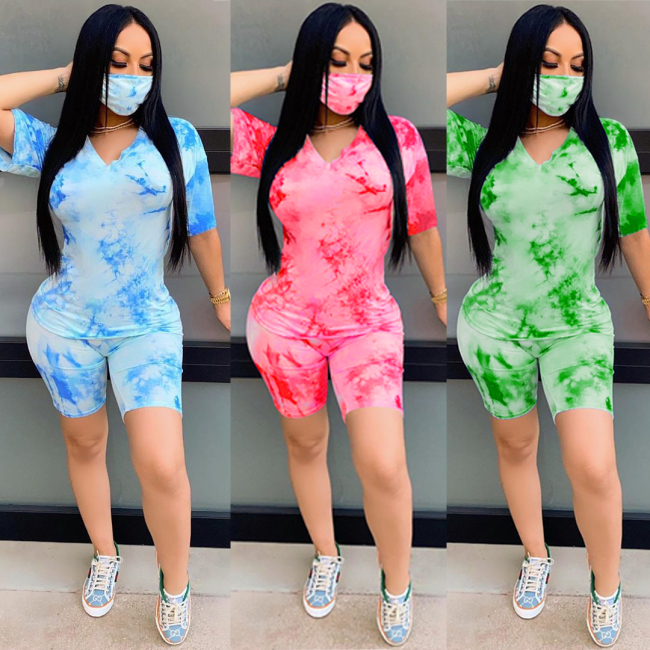 V-neck Die Tye Two Piece Set