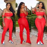 Solid-Color Hoodie Fabric Pleated Split Micro Speaker Sports Suit