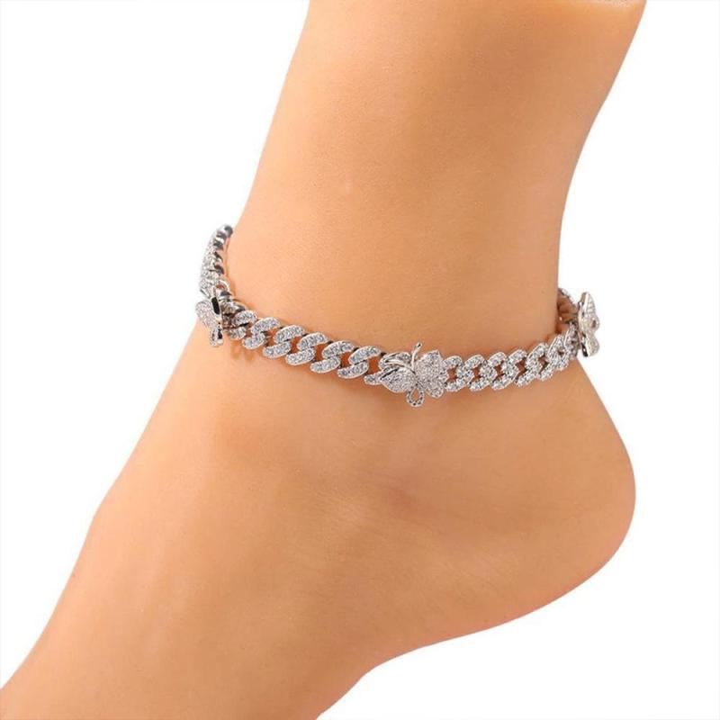 Butterfly Cuban Chain Ankle Bracelet