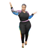 Plus Size Long Sleeve Fashion Two Piece Set
