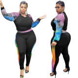 Plus Size Long Sleeve Fashion Two Piece Set