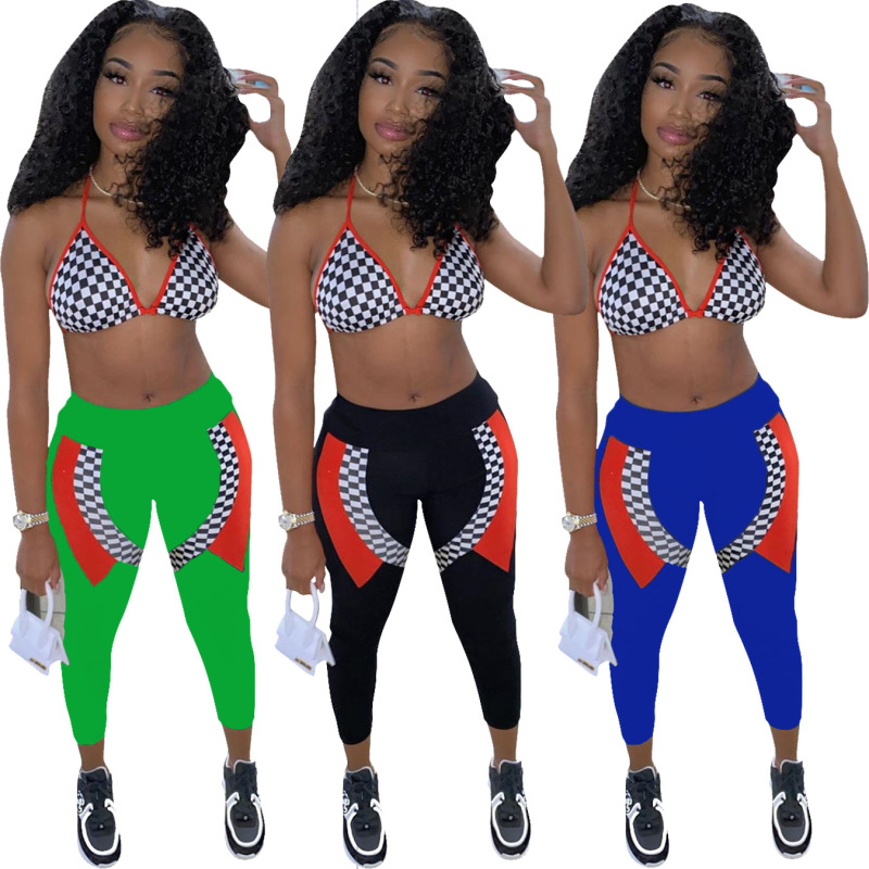 Letter Printed Tank Top Trousers  CuteTwo Piece Set