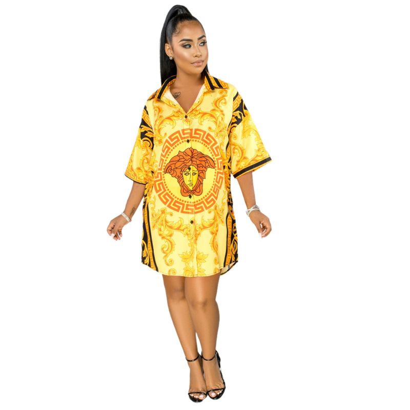 New Style Classic Printed Shirt Dress