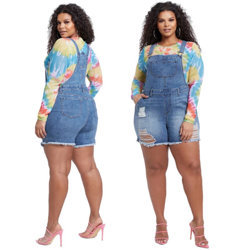 Fashion Jeans Slim-fit Straps Jumpsuit