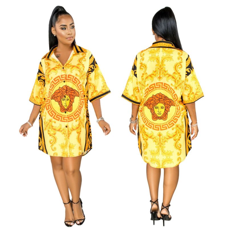New Style Classic Printed Shirt Dress