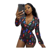 Printed Sexy Tight House Wear Jumpsuit