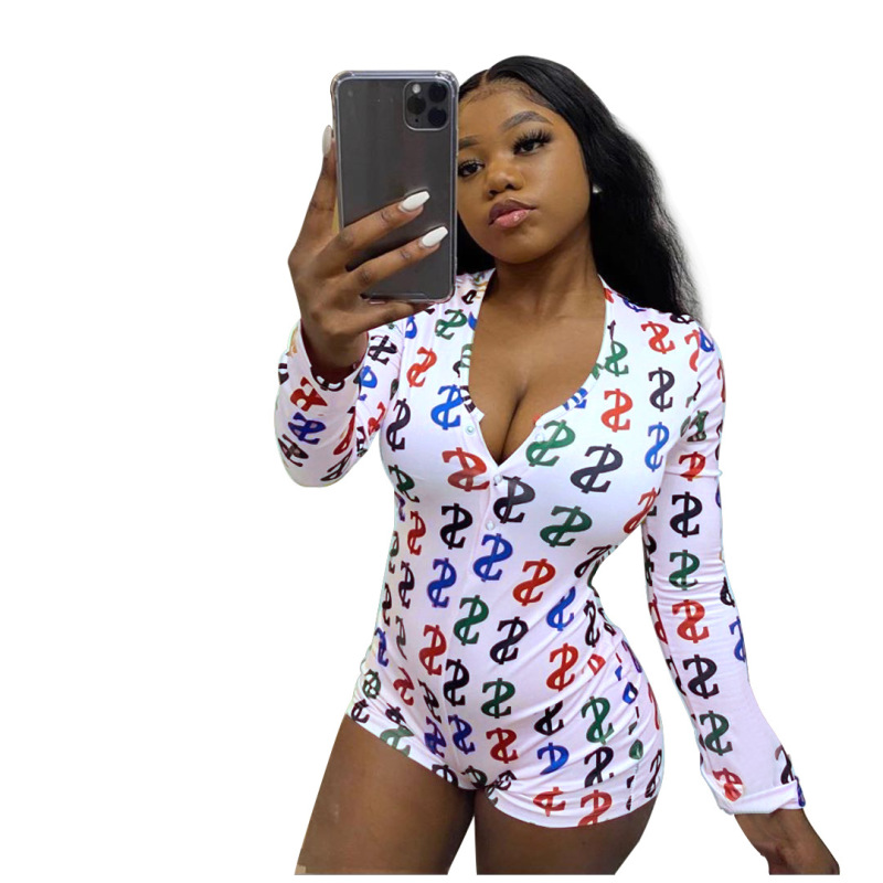 Printed Sexy Tight House Wear Jumpsuit