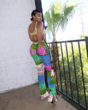 Patchwork Lace-up And Split Causal Leggings