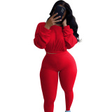 Fashion Causal Solid Color Two Piece Set
