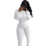 Fashion Causal Solid Color Two Piece Set