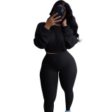 Fashion Causal Solid Color Two Piece Set