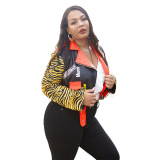 New Fashion Print Leather Jacket